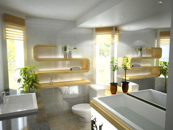 wanne regale pflanzen elegante badezimmer renovierung ideen