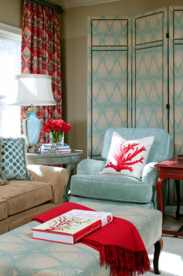 farbige Designs rot blau weiß couch sofa