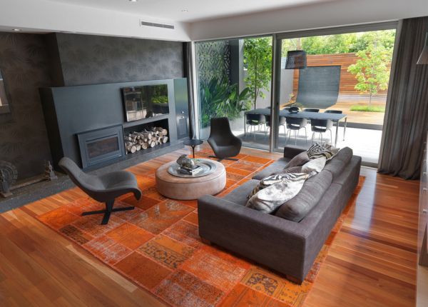 grau couch teppich Designs kamin