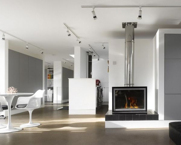 grünes Haus Smart Technologie zeitgenössisches Design interior kamin