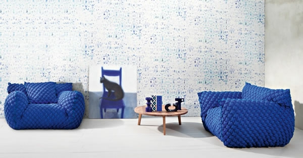 komfortable Sessel blau wohnzimmer
