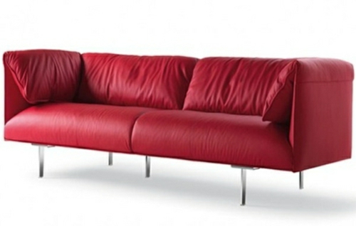 minimalistisch Sofas rot leder