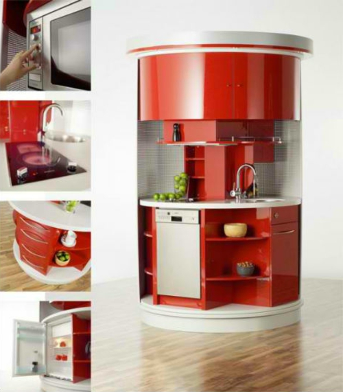 mobile modulare mini Küchen rot spüle rund kochherd