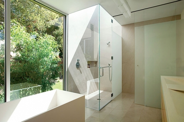 modern badezimmer glas wand