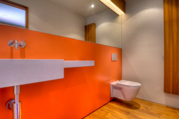 modern badezimmer orange Neon Ideen Inneneinrichtung