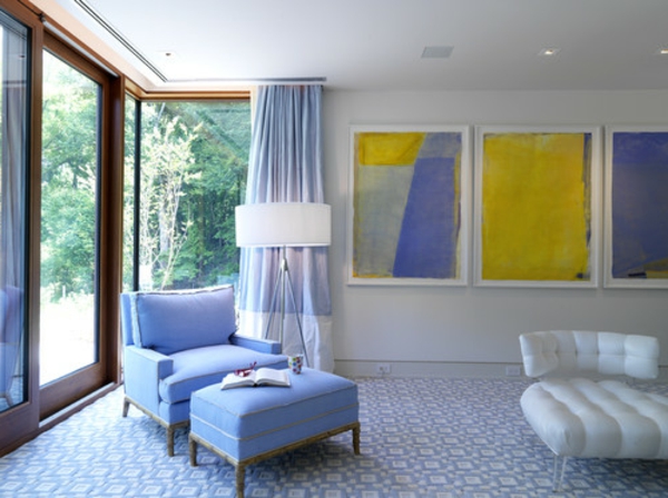 moderne Lesecke sofa blau teppich
