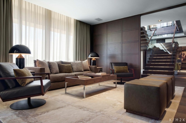 penthouse mit edlen materialien und dezentem luxus dunkle naturfarben