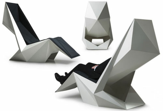relax sitze origami style in schwarz weiß