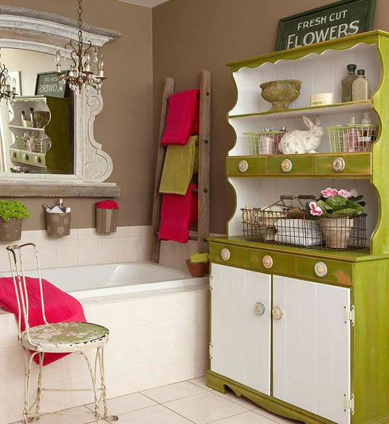 stilvolle badezimmer einrichtungen grasgrüne nuancen antik effekt