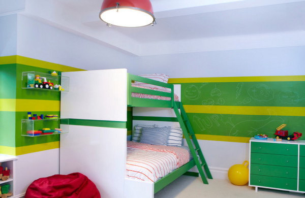 tolle Kinderzimmer grün bett