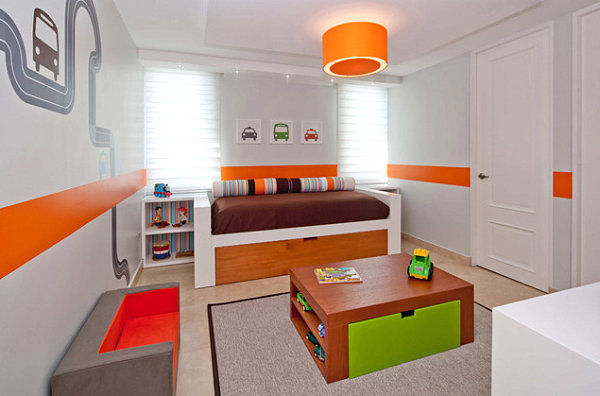 Auffallende Wandgemälde Ideen orange schlafzimmer