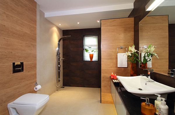Badezimmer Design toilette waschbecken blumen modern