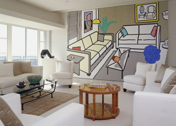 Bildgeschichten als Dekor wohnzimmer weiß couch tisch