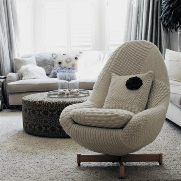Dekoration  Wolle weiß sofa tisch gemustert couch kissen