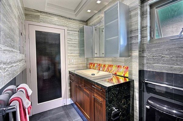 Fliesen Badezimmer waschbecken grau