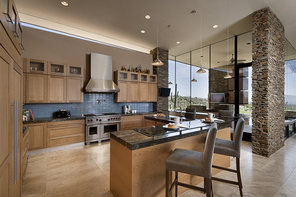 Haus Arizona geräumig Interior atemberaubend Patio küche kücheninsel stuhl pendelleuchten