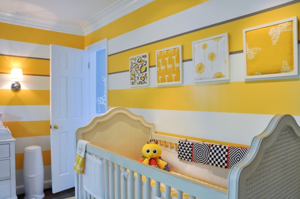 Haus einer Familie kinderzimmer gelbe wandverkleidung