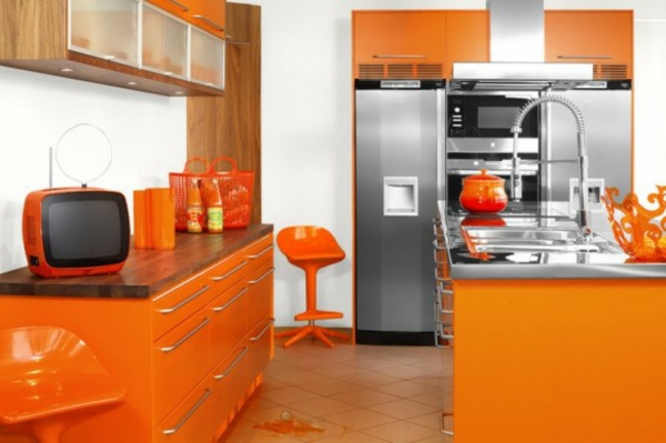 Küchen Designs Orange kochherd stuhl spüle schrank