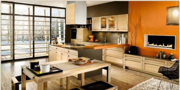 Küchen Designs Orange kücheninsel feuerstelle