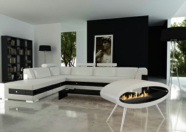 Moderne Ellipsenkamine weiß couch wohnzimmer lampe