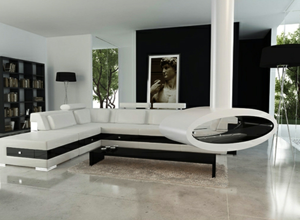 Moderne Ellipsenkamine weiß decke couch