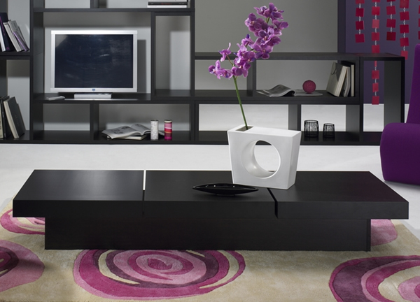 Moderne Kaffeetische Designs lila teppich tisch regale