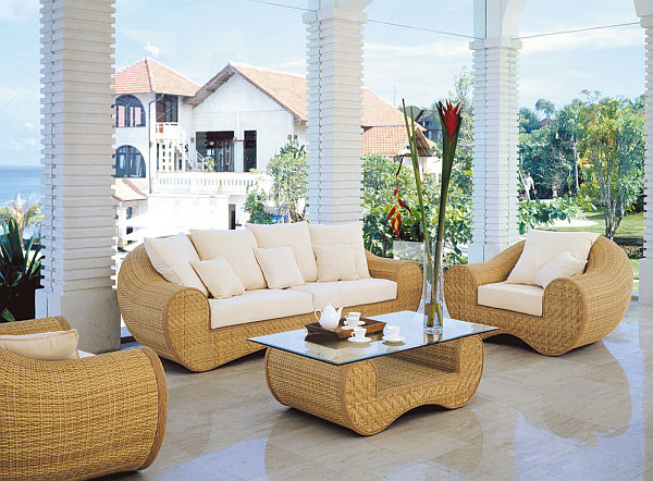Patio Design elegant Möbel korb couch sofa tisch vase
