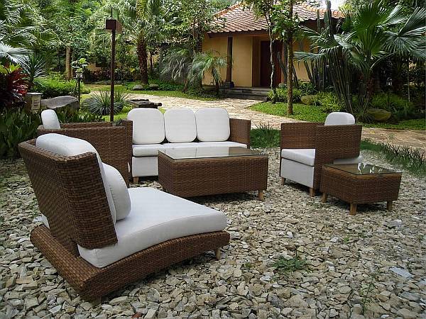 Patio Design elegant Möbel korb weiß tisch sofa