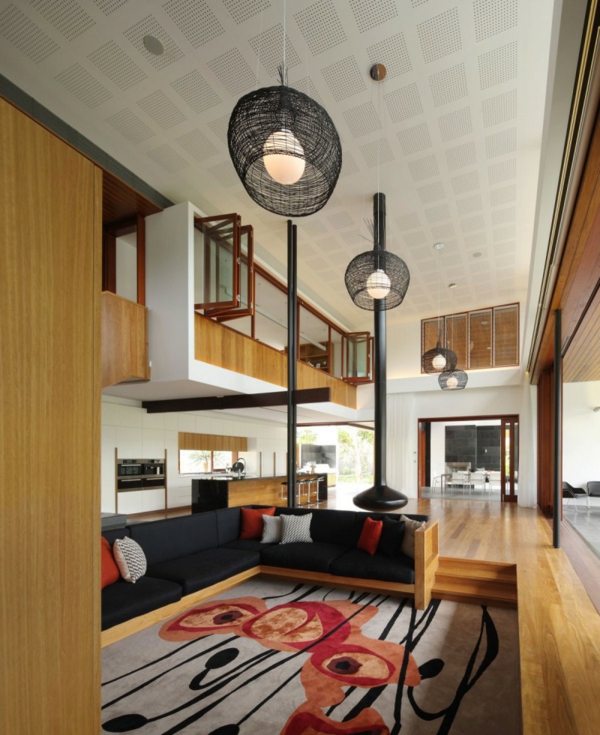 Privathaus in Brisbane teppich couch leuchter