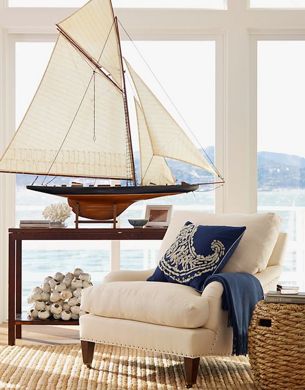 Seemännisch Dekoration schiff weiß sofa kissen