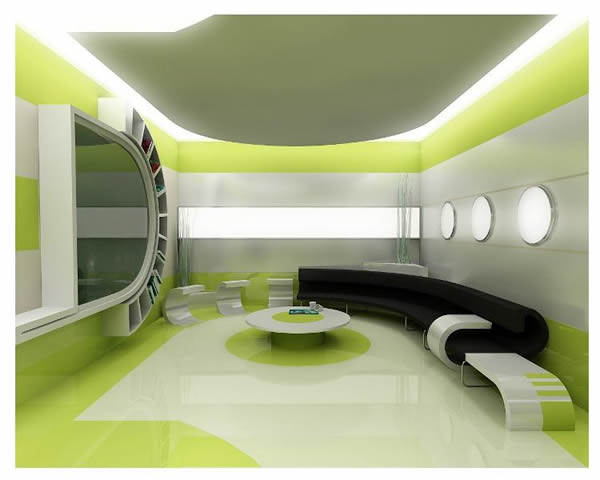 Wohnraum Dekoration  grün schwarz couch