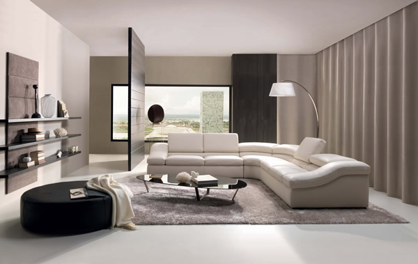 Wohnraum Dekoration weiß couch regale tisch