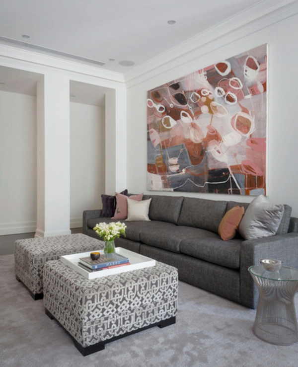 Wohnzimmer voller Kunst Schönheit couch gemustert tisch