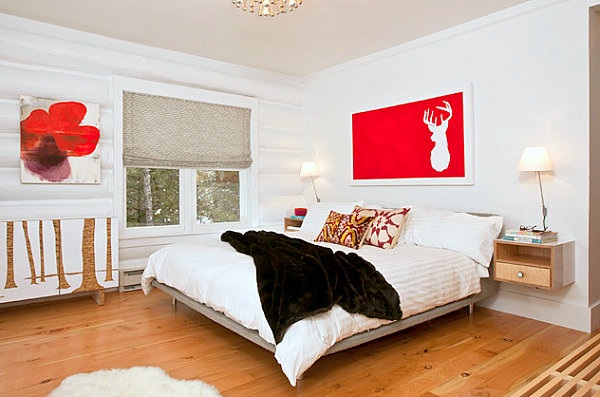 Zimmer mit weißen Wänden dekorieren bett bild