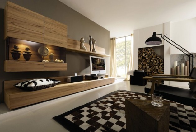 atemberaubende minimalistische  Wohnzimmer schach bodenbelag mediaraum
