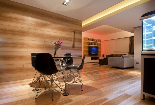 atemberaubende minimalistische Wohnzimmerdesigns glastisch holz wand