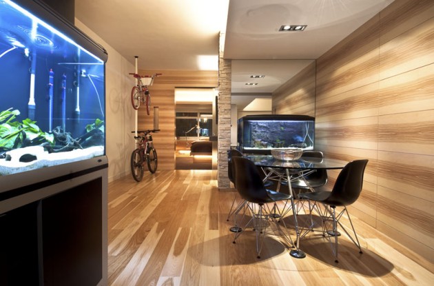 atemberaubende minimalistische  Wohnzimmerdesigns tisch stuhl aquarium