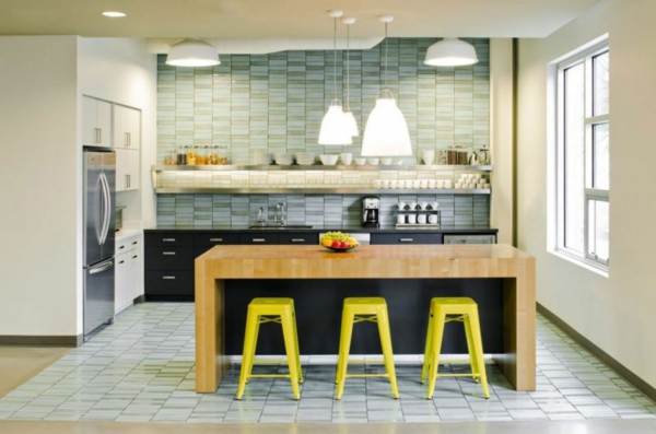 cooles Büro gelb hocker kücheninsel leuchter