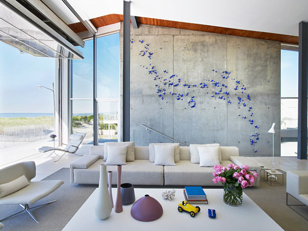 effektvolle Wandtafel Wandkunst lila schmetterling weiß couch tisch