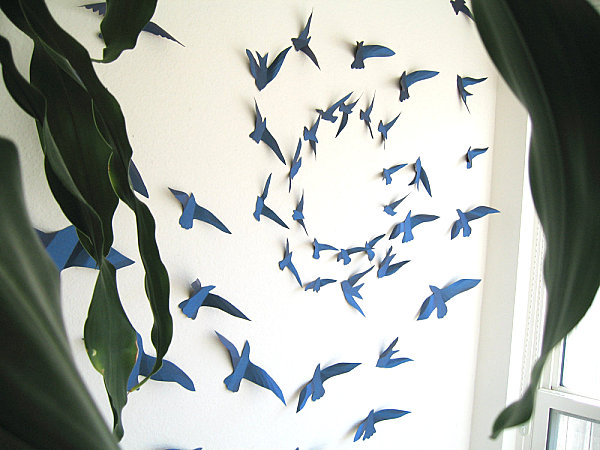 effektvolle Wandtafel Wandkunst vogel blau