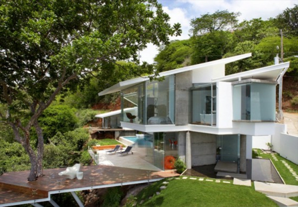 erstaunliche tropische Villa baum exterior