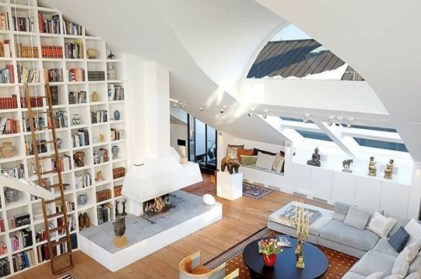 fabelhaft Bücherregale leiter wohnzimmer