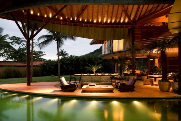 fabelhaft blattförmiges Haus Brasilien schwimmbecken couch
