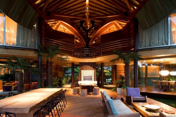 fabelhaft blattförmiges Haus Brasilien tisch sofa