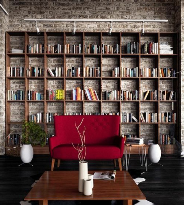 fabelhaft Bücherregale rot couch tisch