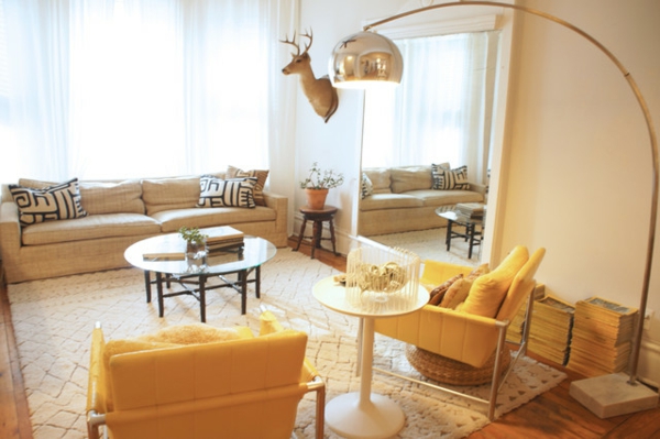 günstigere Dekoration wohnzimmer gelb sofa