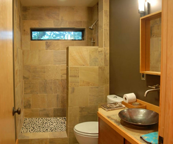 klein Badezimmer fliesen waschbecken toilette dusche