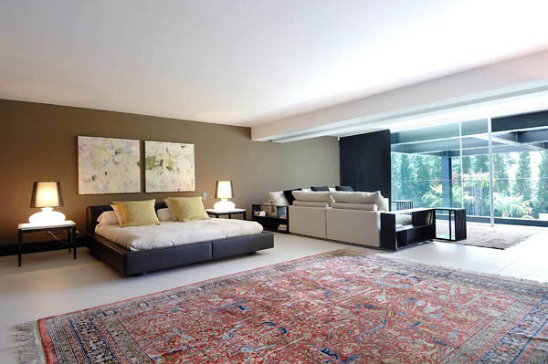 modern Haus Madrid schlafzimmer teppich bett nachttisch