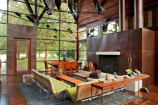 moderne elegante Residenz Texas kamin tisch couch