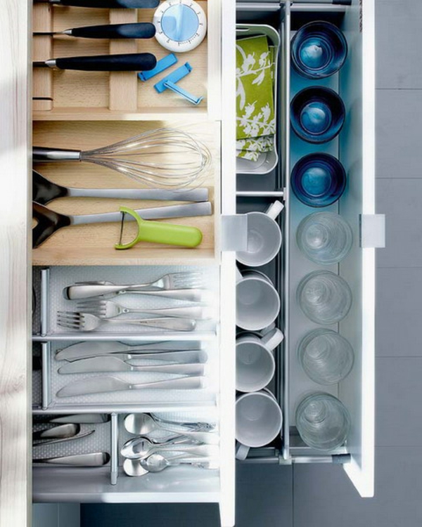 praktische Ideen Organization Küchenschubladen küche glas löffel